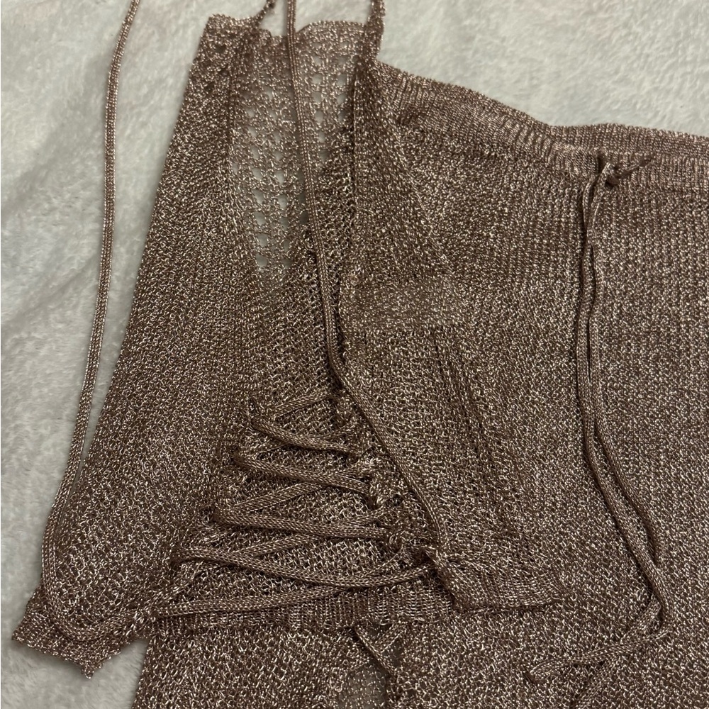 Metallic Knit 2-Piece Set (Top + Skirt) ✨ Size S/M - Picture 3 of 9